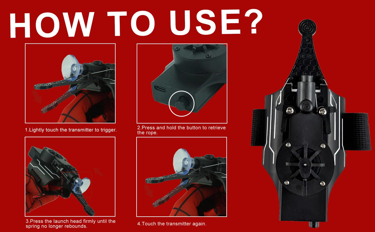 HNCSFW Spider Silk Launcher attachments enable surface adhesion and launching options.
