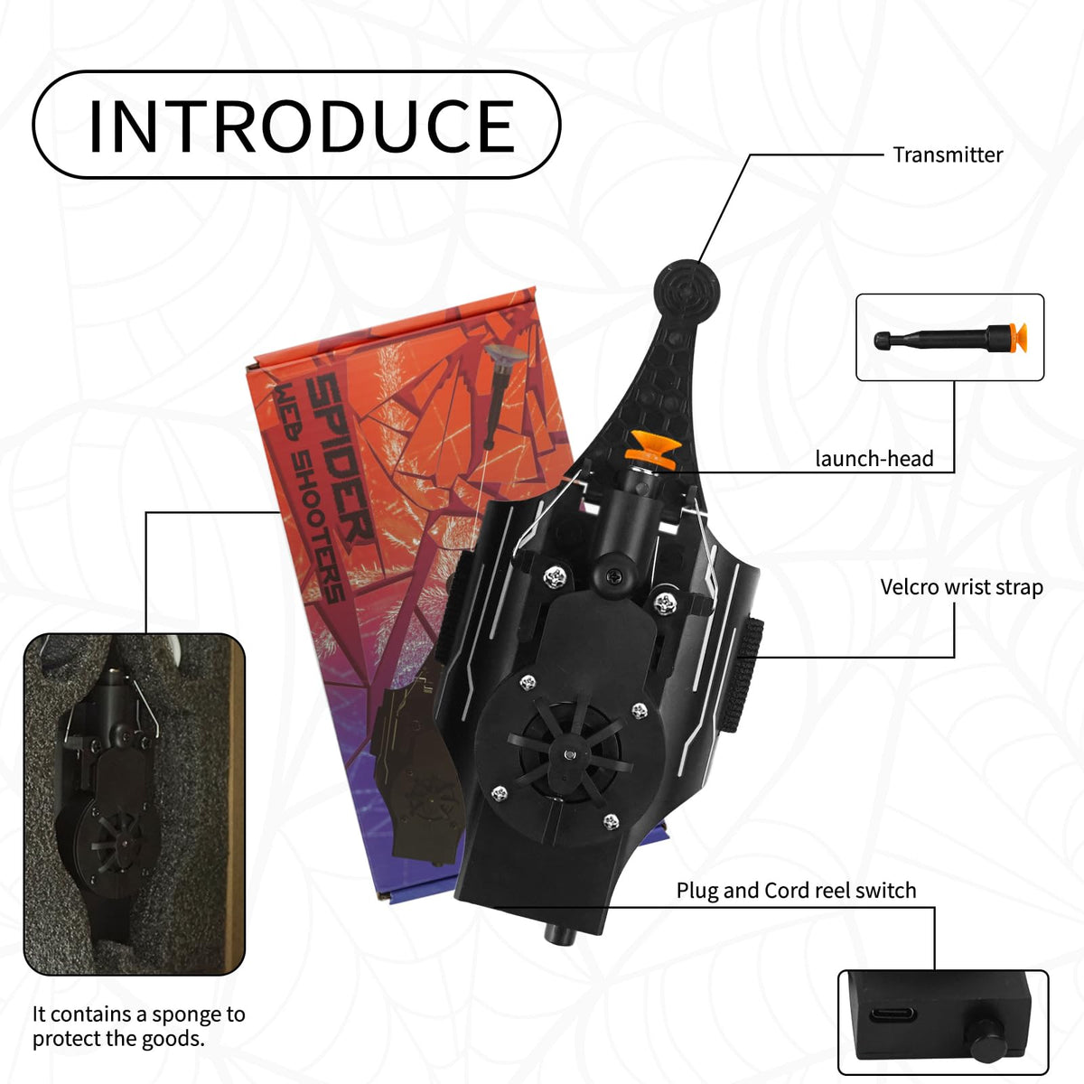 HNCSFW Spider Silk Launcher magnet head adsorbing metal surfaces during play.