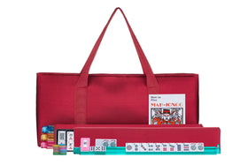 HNDTEK American Mahjong set in red burgundy soft bag, durable and portable