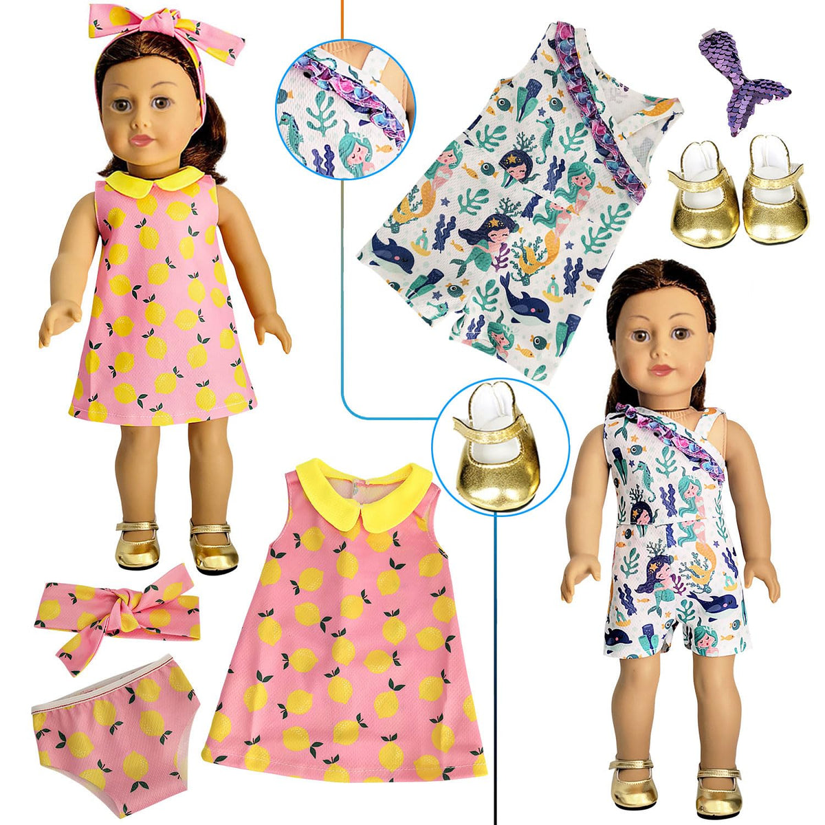 HOAKWA 18-inch doll wardrobe sets simplify pretend fashion play for kids
