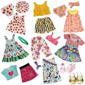HOAKWA bright-color outfits encourage mix-and-match dress-up sessions for 18-inch dolls