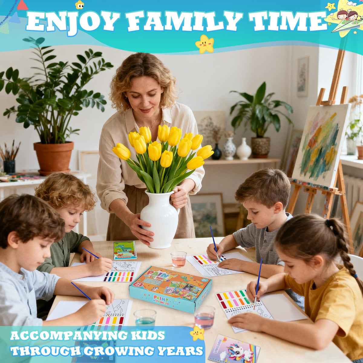 Hoarecal refillable water brush pens enable quick, clean coloring sessions.