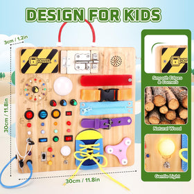 Hoarosall 23-in-1 Montessori busy board music box adds gentle, engaging sounds.