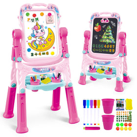 Hoarosall art easel kids pink 360° rotation for versatile painting and drawing