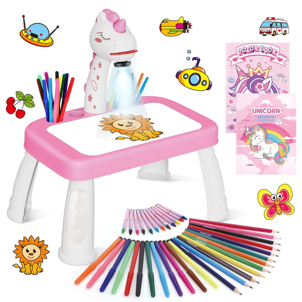 Hoarosall drawing projector table for kids with clear tracing visuals and space to draw