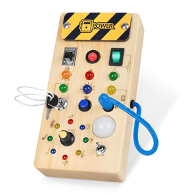 Hoarosall Montessori Busy Board with 8 LED switches for sensory learning on the go.