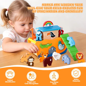 Hoarosall Noah's Ark Noah and wife figurines enable story reenactment.