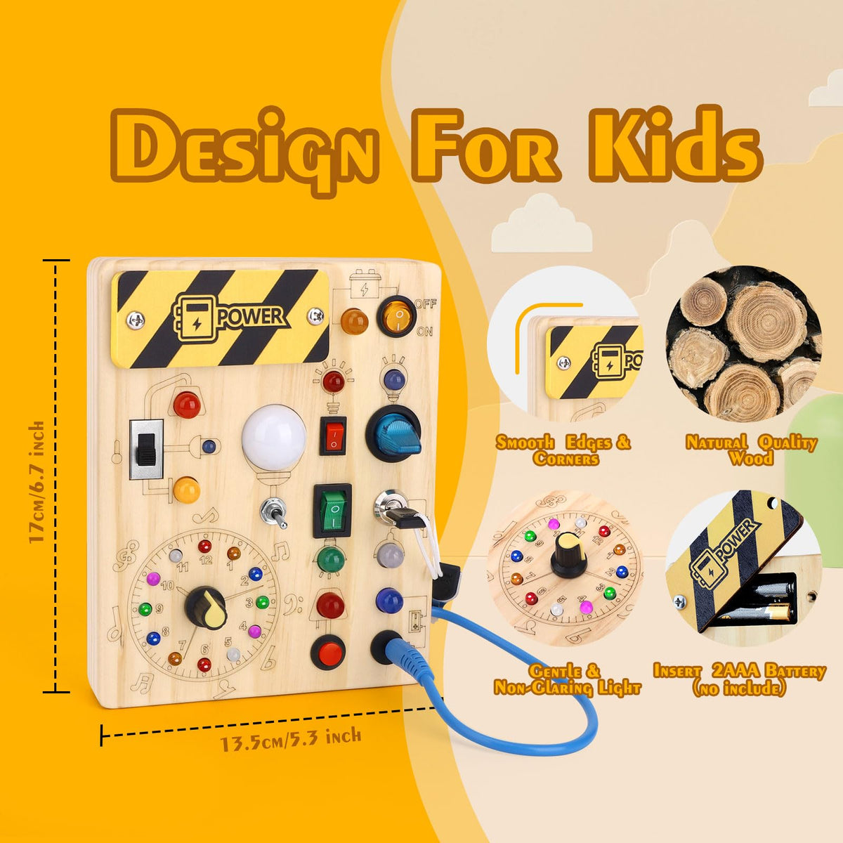 Hoarosall one-piece wooden busy board with a smooth, safe surface
