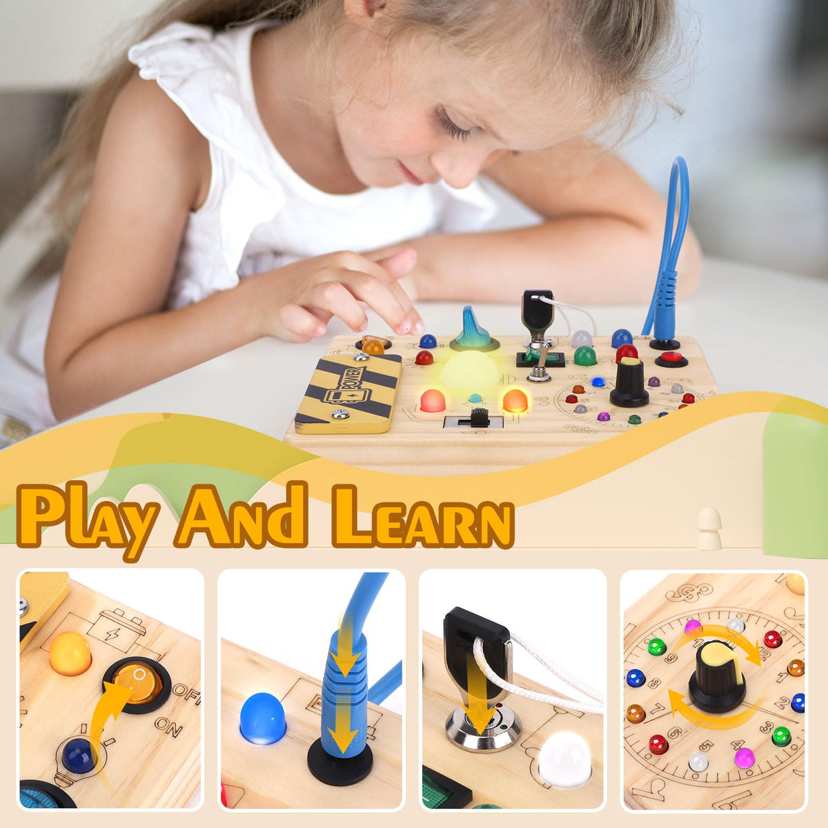 Hoarosall wooden travel-friendly busy board helping toddlers color recognition