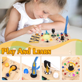 Hoarosall wooden travel-friendly busy board helping toddlers color recognition
