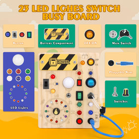 Hoarosall Montessori clock busy board with 11 color LED switches