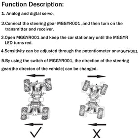 Hobbymall RC gyro module switch action demonstrates steering direction change