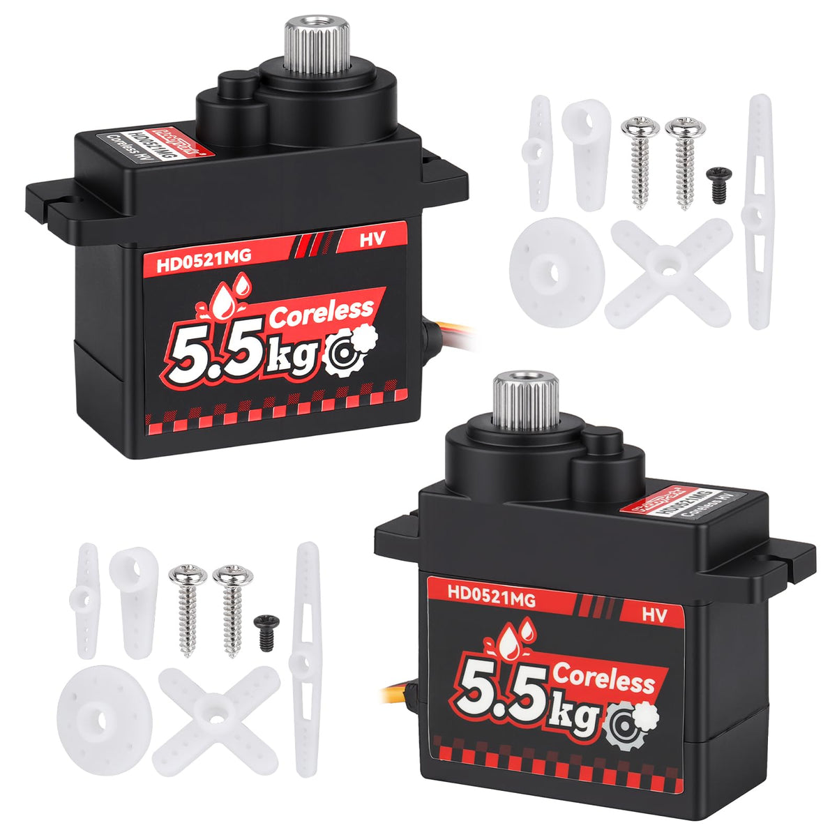 Front view of HobbyPark 2-pack waterproof servo highlighting sturdy housing for precise steering.