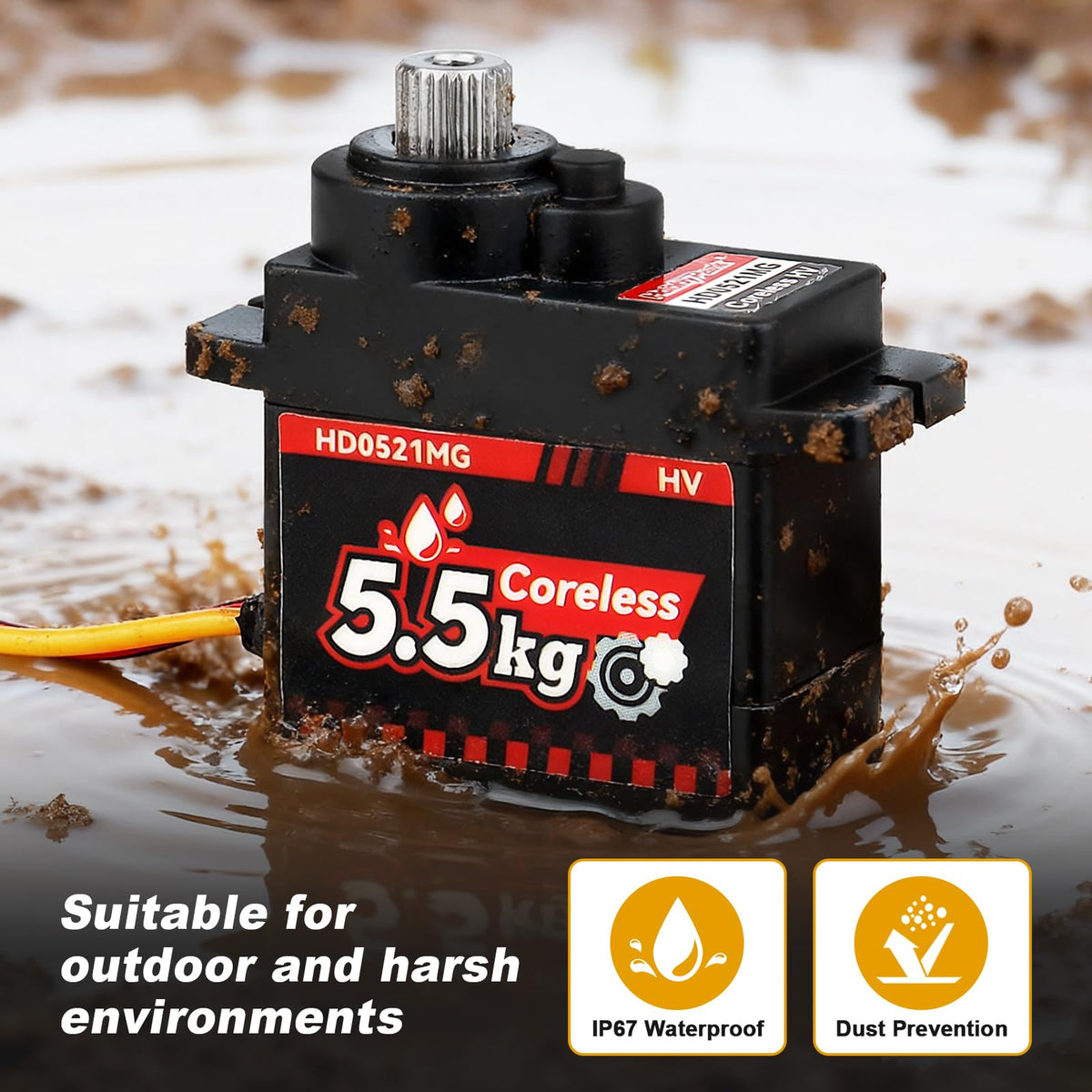 HobbyPark 5.5 kg torque servo coreless motor delivers swift motion in tight spots.