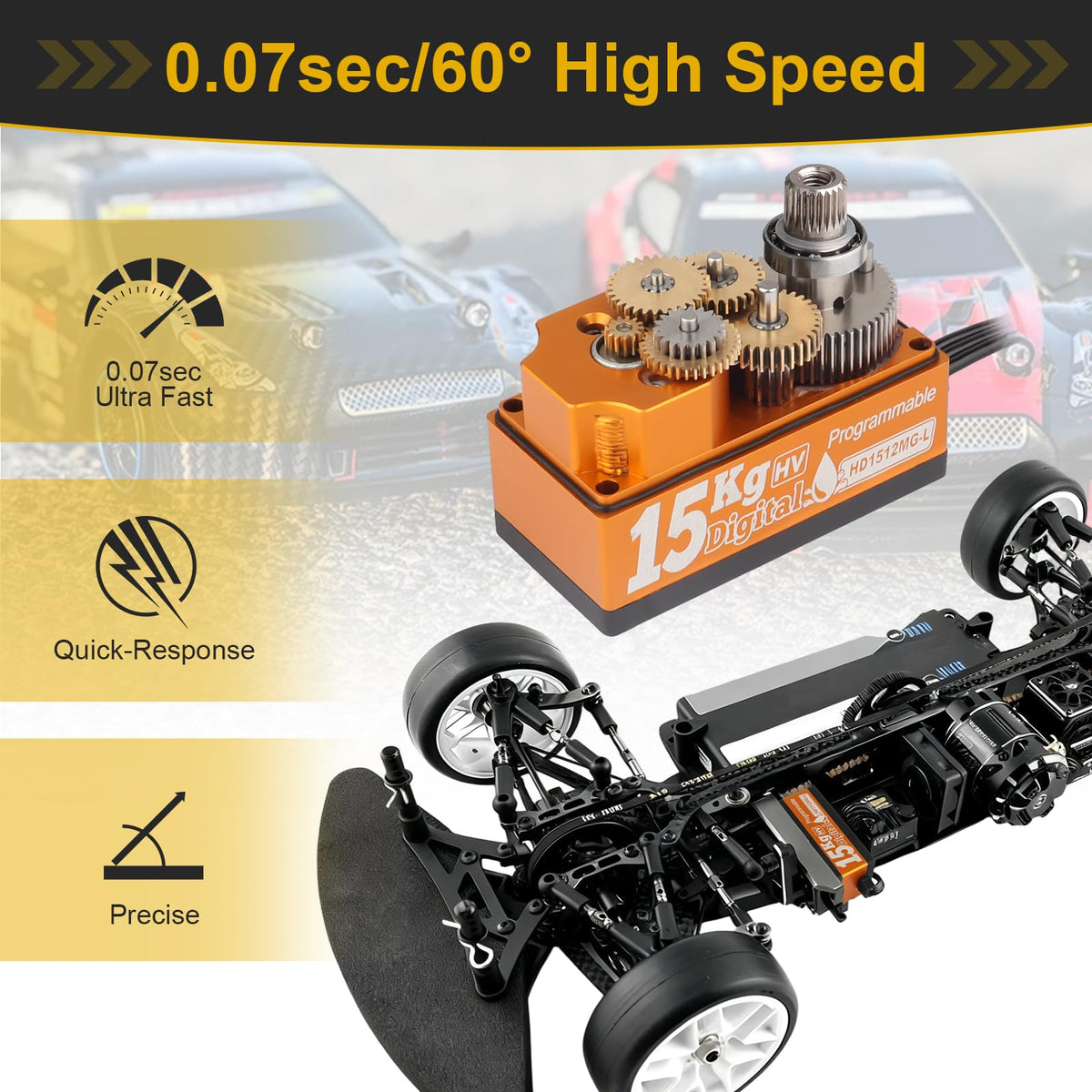 HobbyPark all-metal gear with dual bearings ensures smooth rotation