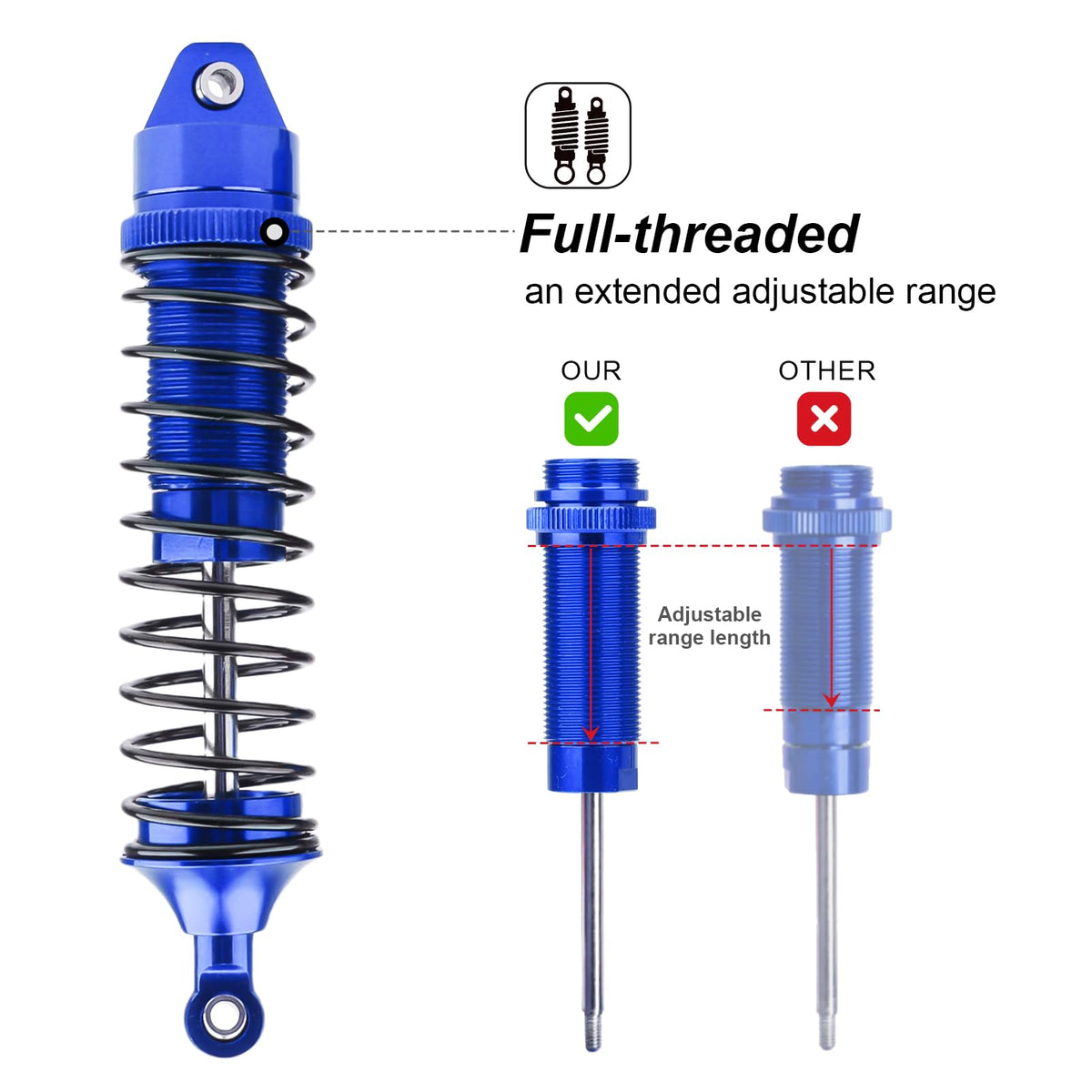 HobbyPark blue finish aluminum shocks for durable styling