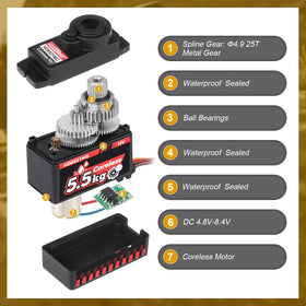 Close-up of HobbyPark coreless motor for smooth, rapid servo action.