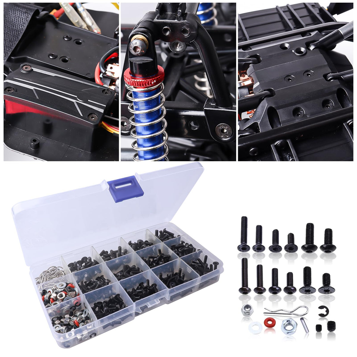 HobbyPark washers, lock nuts, body clips and E-clips for reliable assemblies.