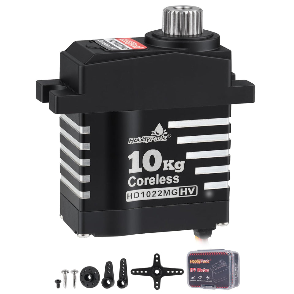 HobbyPark waterproof 10kg servo front view for rugged outdoor RC crawlers.