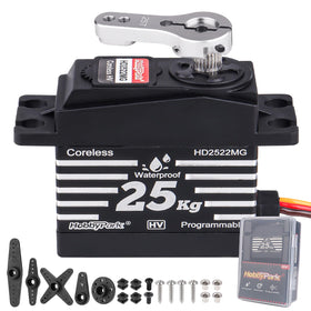 HobbyPark waterproof RC servo 25kg torque for all-weather RC cars.