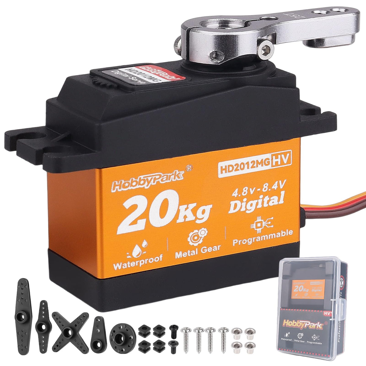 HobbyPark waterproof servo outer casing protecting internals for outdoor use.