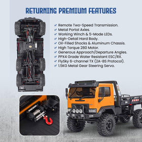 Working winch adds practical recovery capability on rough terrain.