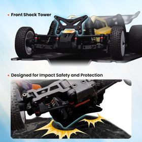 HOBBYPLUS Speck B 1/24 RC buggy with adjustable battery tray for LiPo packs.