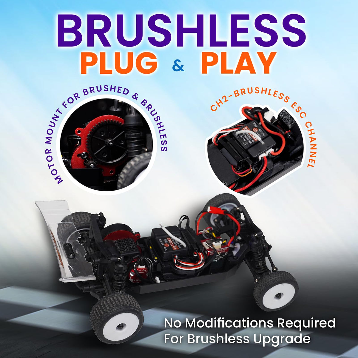 HOBBYPLUS Speck B 1/24 RC buggy with brushless-ready power for faster sessions.