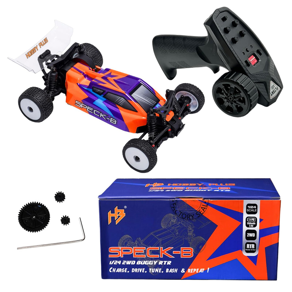 HOBBYPLUS Speck B 1/24 RC buggy out-of-the-box ready for indoor fun and quick sessions.