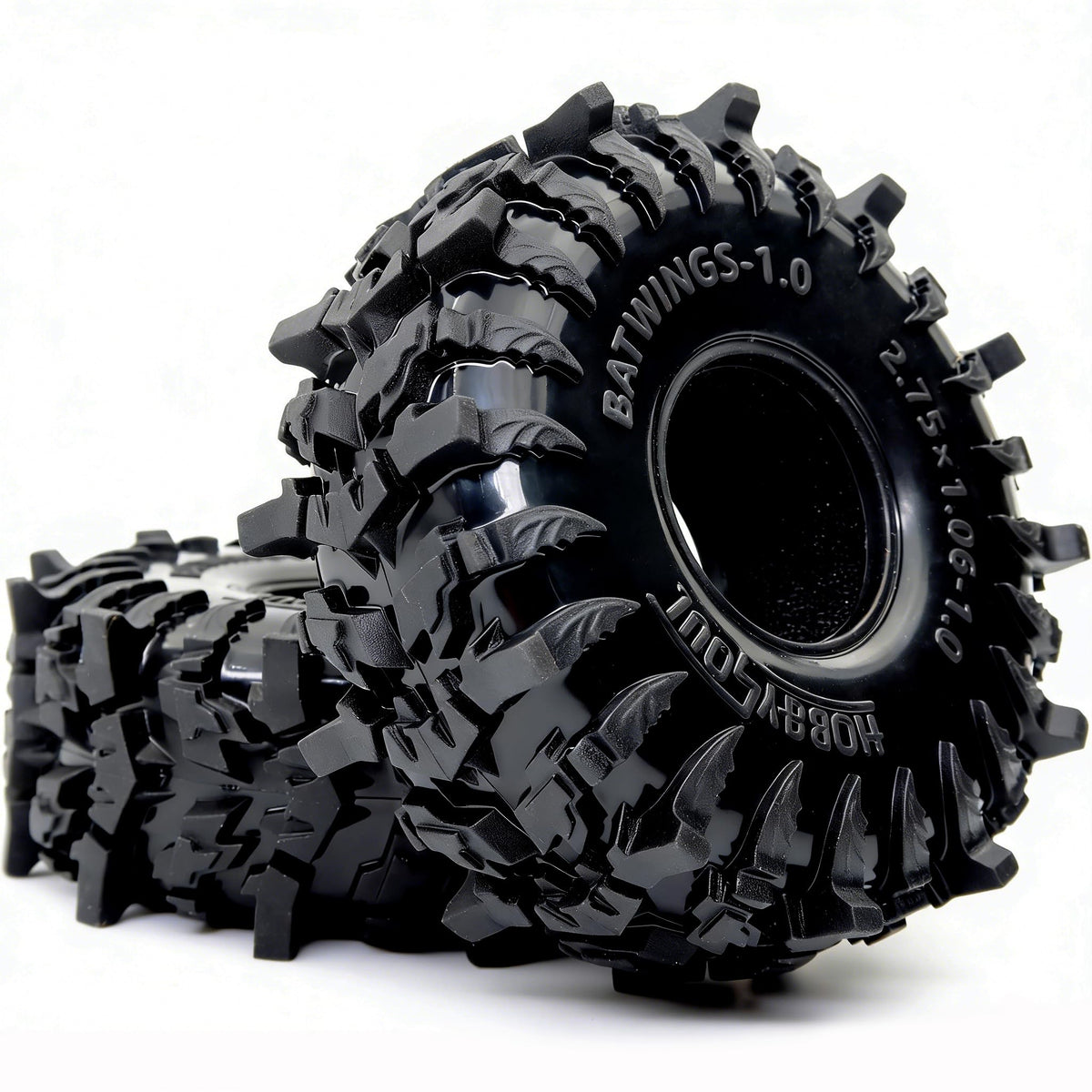 Hobbysoul 1.0 batwings tread detail emphasizes durable soft compound for all-terrain grip.