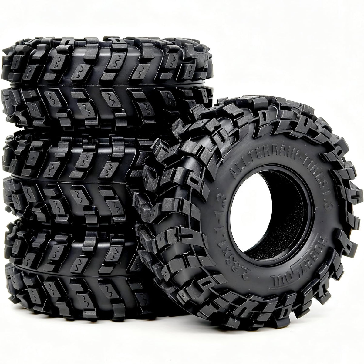 HOBBYSOUL 1.3 tires tread closeup highlighting soft sticky compound on rocks