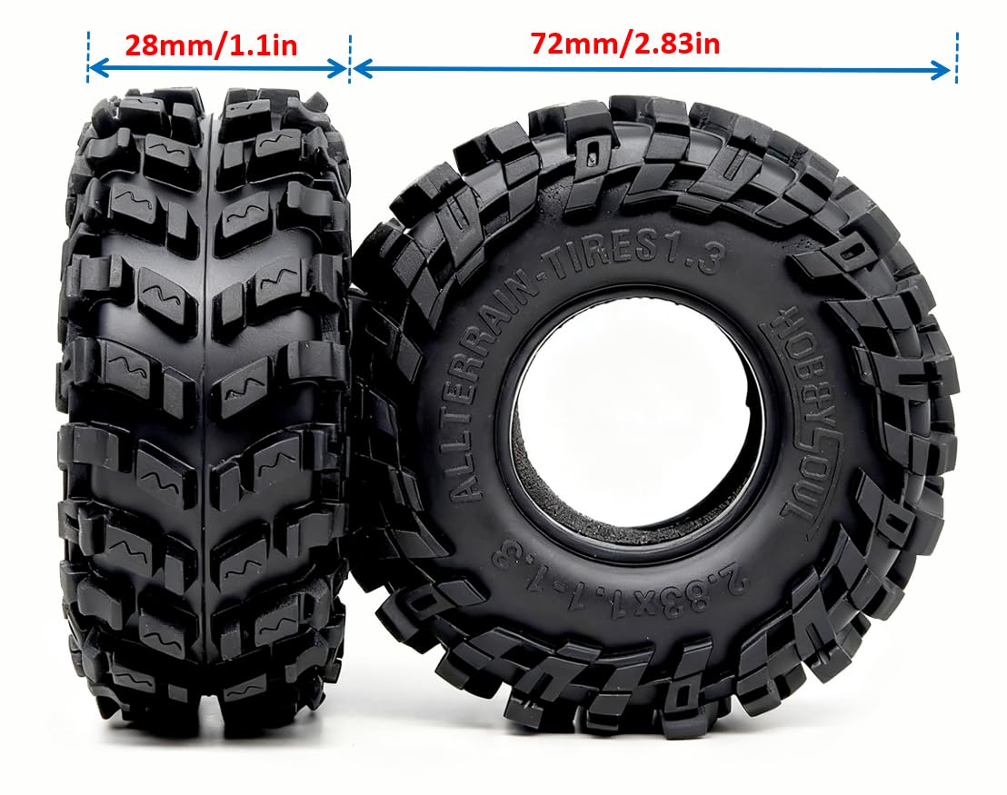 HOBBYSOUL 1.3 tires on wet ground demonstrating traction for RC crawlers