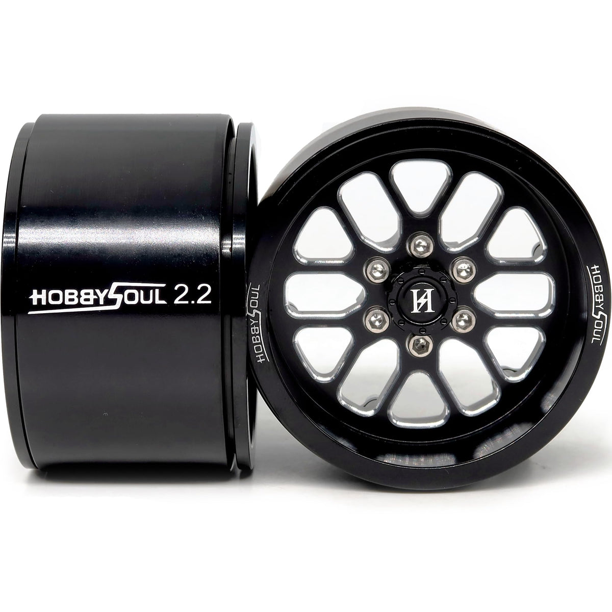 Hobbysoul 4-pack wheels in black finish for 1/10 crawlers.