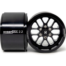 Hobbysoul 4-pack wheels in black finish for 1/10 crawlers.