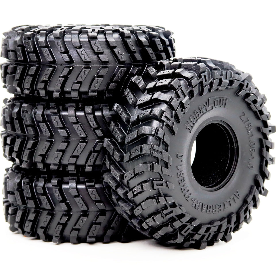 Hobbysoul 70mm 1.0 tire outer diameter enhances obstacle clearance for RC crawlers.