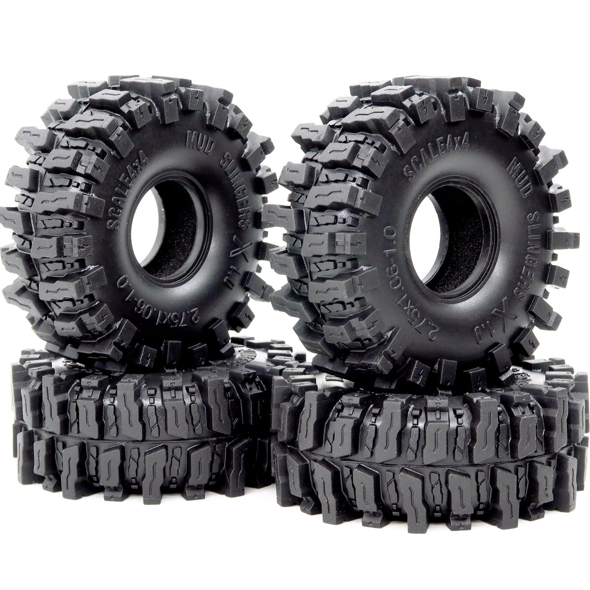 Hobbysoul 70mm Mud Slingers tire shows rugged tread for improved grip on dry and muddy RC trails