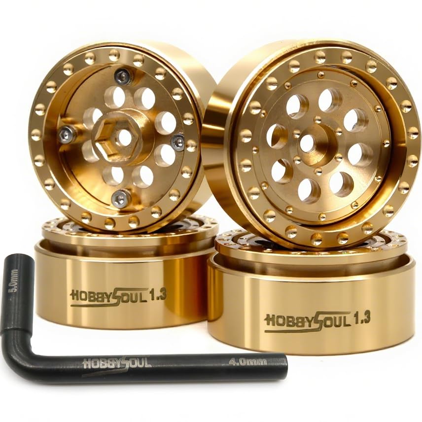 Hobbysoul brass 1.3 beadlock wheel side view for stability on climbs