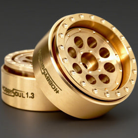 Hobbysoul brass 1.3 beadlock wheel top view shows balanced design for handling