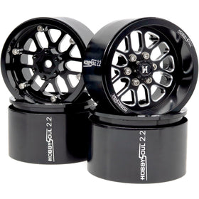 Hobbysoul 40mm width wheel highlighted for increased traction on rocky terrain.