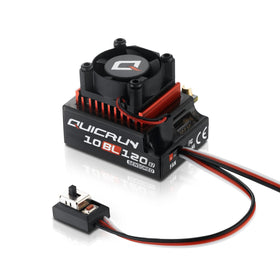 HOBBYWING QUICRUN 10BL120 G2 front view of the compact sensored ESC for 1/10 RC cars.