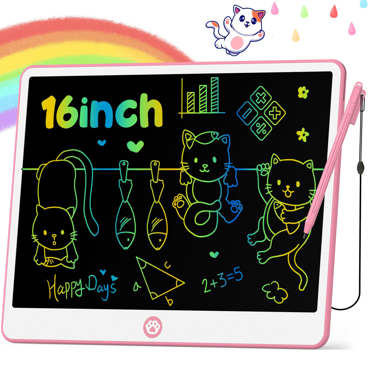 Hockvill 16-inch LCD tablet for kids with rainbow colors for creative doodling