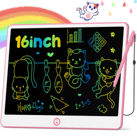Hockvill 16-inch LCD tablet for kids with rainbow colors for creative doodling