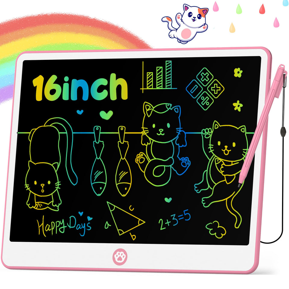 Hockvill 16-inch LCD tablet for kids with rainbow colors for creative doodling
