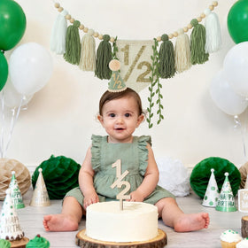 HODIHIWI cake topper reading Happy Half Year for cake accent