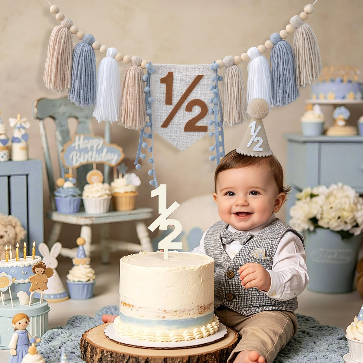 HODIHIWI handmade birthday hat adds cozy charm to baby photos.