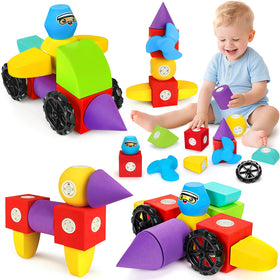 Hodurgyi 15-piece magnetic foam blocks ready for colorful assembly play and learning