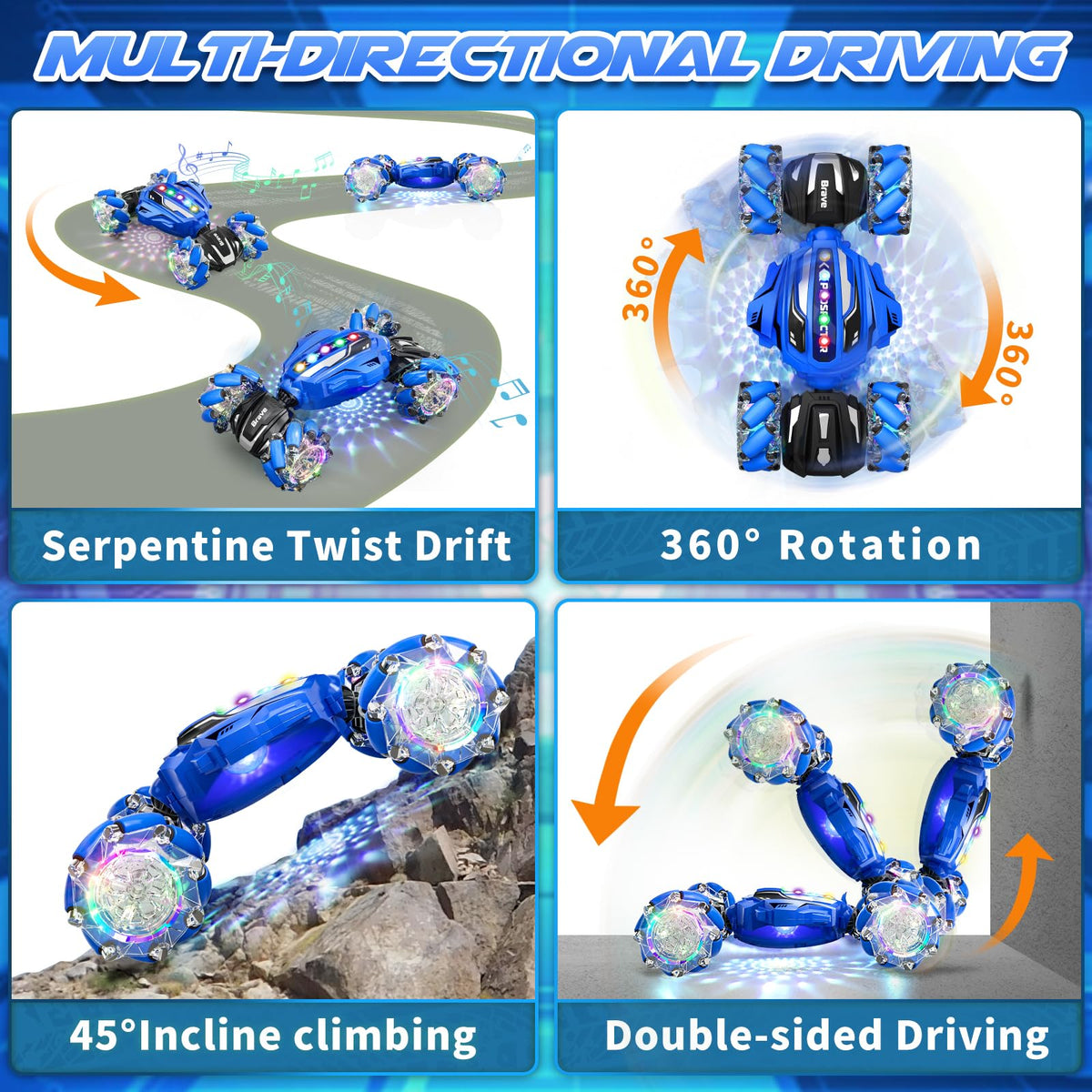 Hodurgyi gesture-sensing RC stunt car with safe water-mist exhaust.