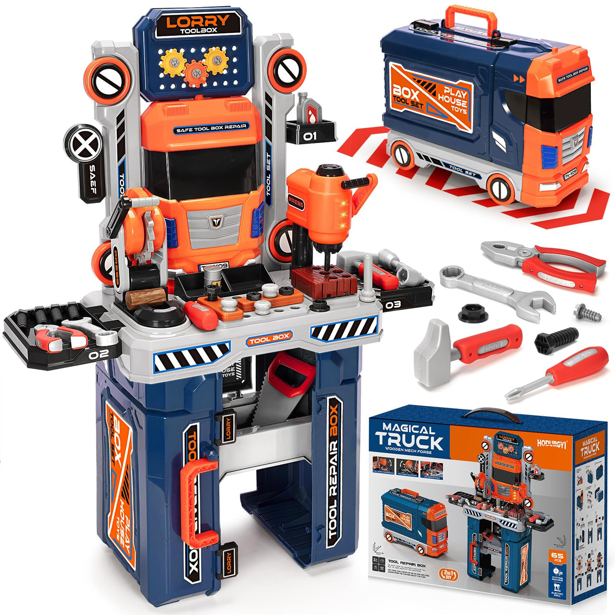 Hodurgyi kids tool bench drill-saw combo for realistic pretend play