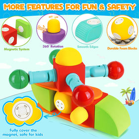 Hodurgyi bath-time play with floating foam blocks makes water-rich learning engaging.