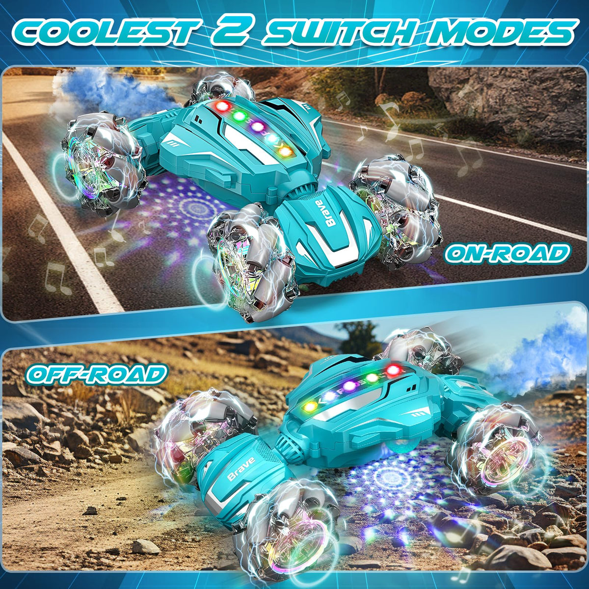 Hodurgyi 4WD RC stunt car with hand control for dynamic indoor play